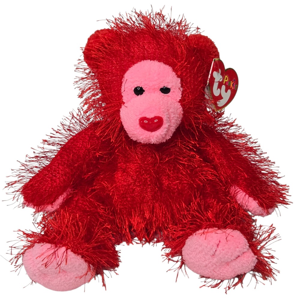 Ty‎ Flame Punkies Bear 6" Romance Love Red Heart Nose 2003 NWT Vintage